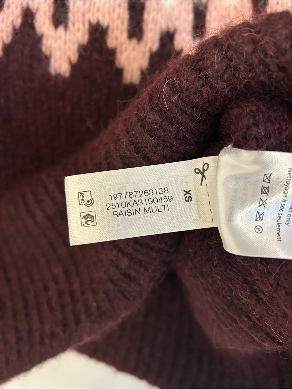 Veronica Beard Anne Fair Isle Alpaca Wool Blend Sweater in Raisin Multi Size XS - Picture 9 of 12